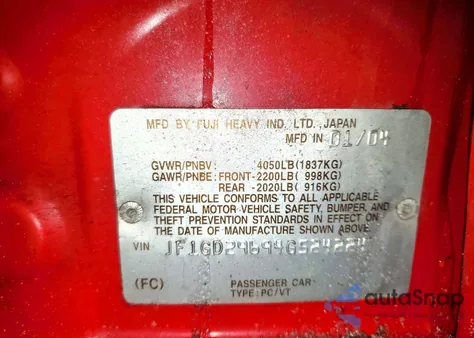 2004 Subaru Impreza Wrx from USA, damaged, VIN JF1GD29694G524224